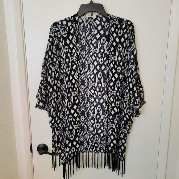 Promesa Fringe Patterned Cardigan Cover Up - Picture 1 of 7